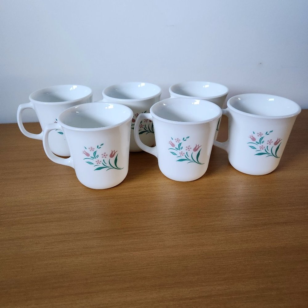 Corelle Corning Rosemarie Coffee Tea Cups Mugs Set of 6